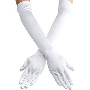 Women's Satin Dark White Long Gloves Costumes Elbow Length Evening Party Prom